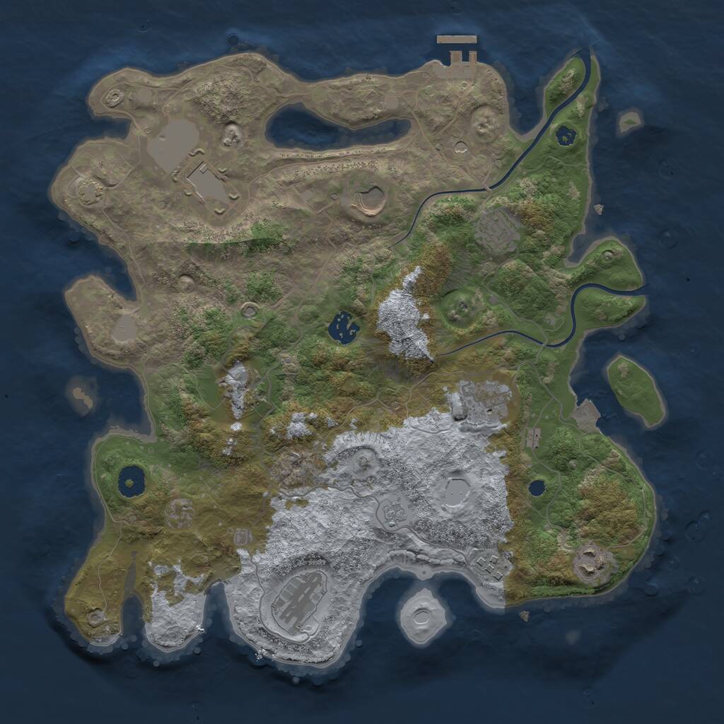 Rust Map: Procedural Map, Size: 3650, Seed: 33880860, 14 Monuments