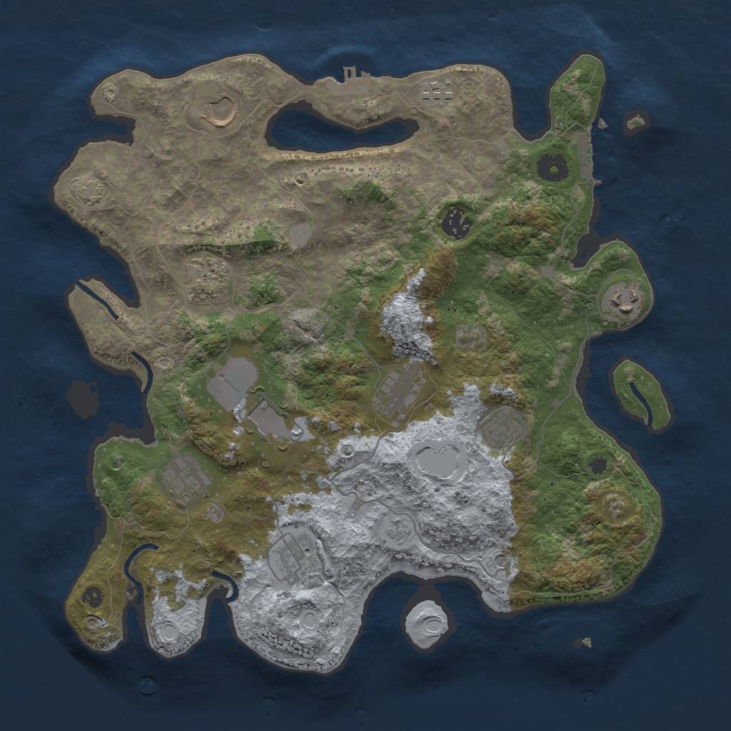 Rust Map: Procedural Map, Size: 3650, Seed: 33880860, 18 Monuments