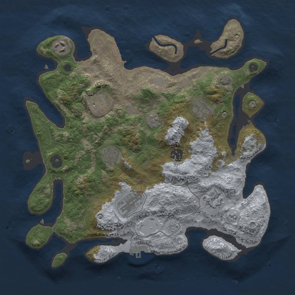 Rust Map: Procedural Map, Size: 3450, Seed: 22341854, 15 Monuments