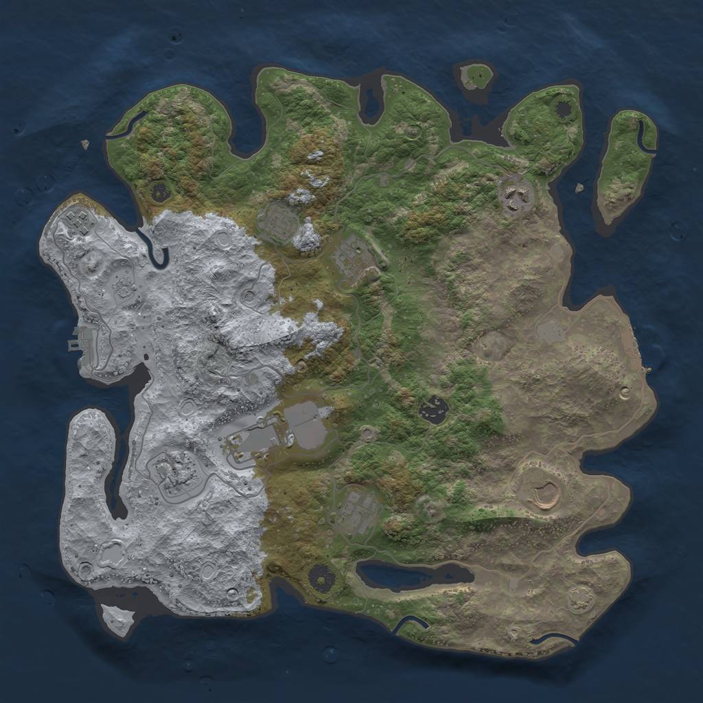 Rust Map: Procedural Map, Size: 3850, Seed: 44298119, 17 Monuments
