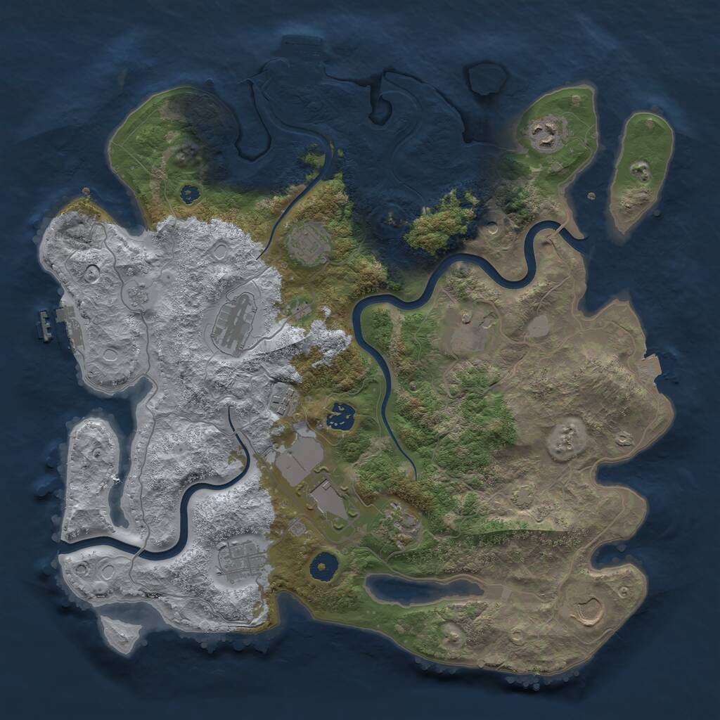 Rust Map: Procedural Map, Size: 3850, Seed: 44298119, 16 Monuments