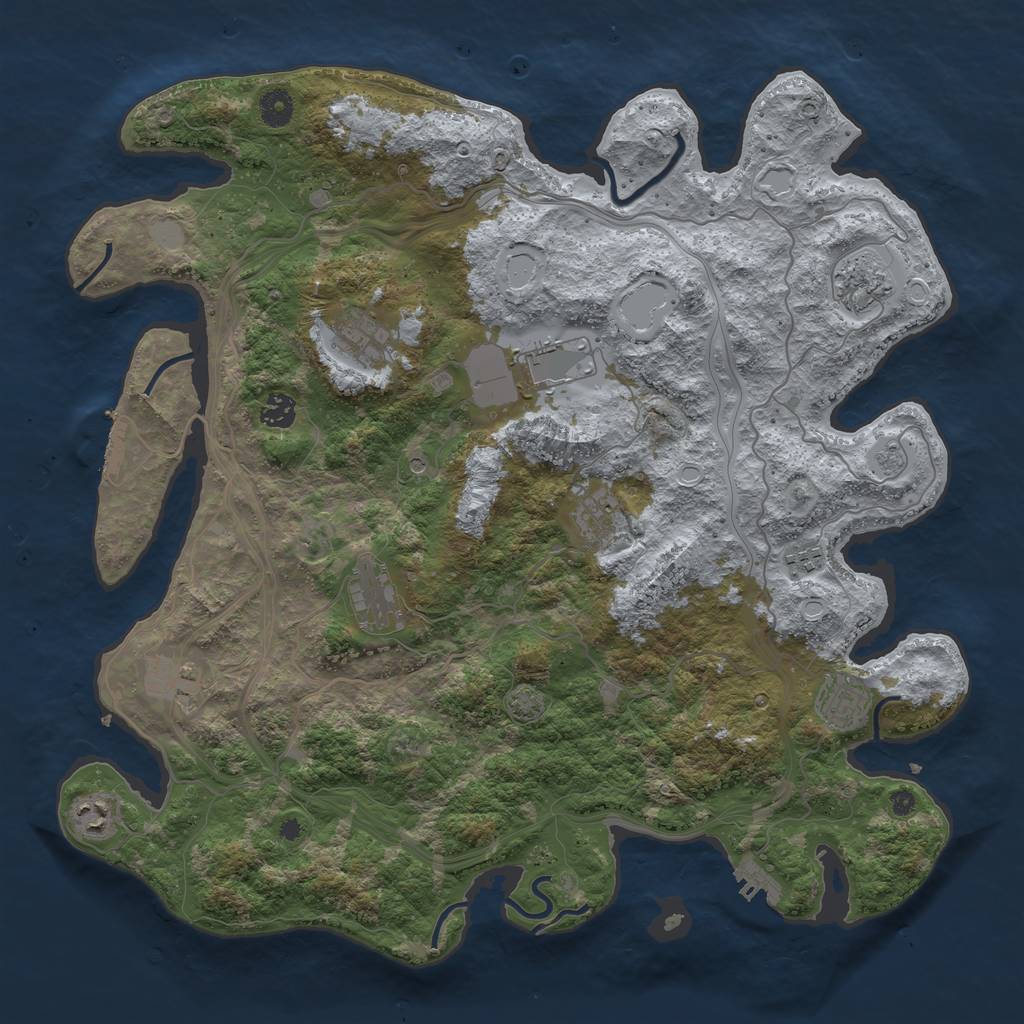 Rust Map: Procedural Map, Size: 4250, Seed: 3485642, 18 Monuments