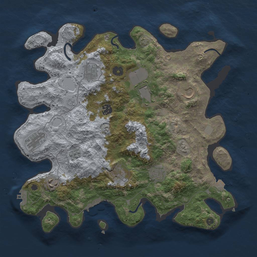 Rust Map: Procedural Map, Size: 3600, Seed: 59423504, 17 Monuments