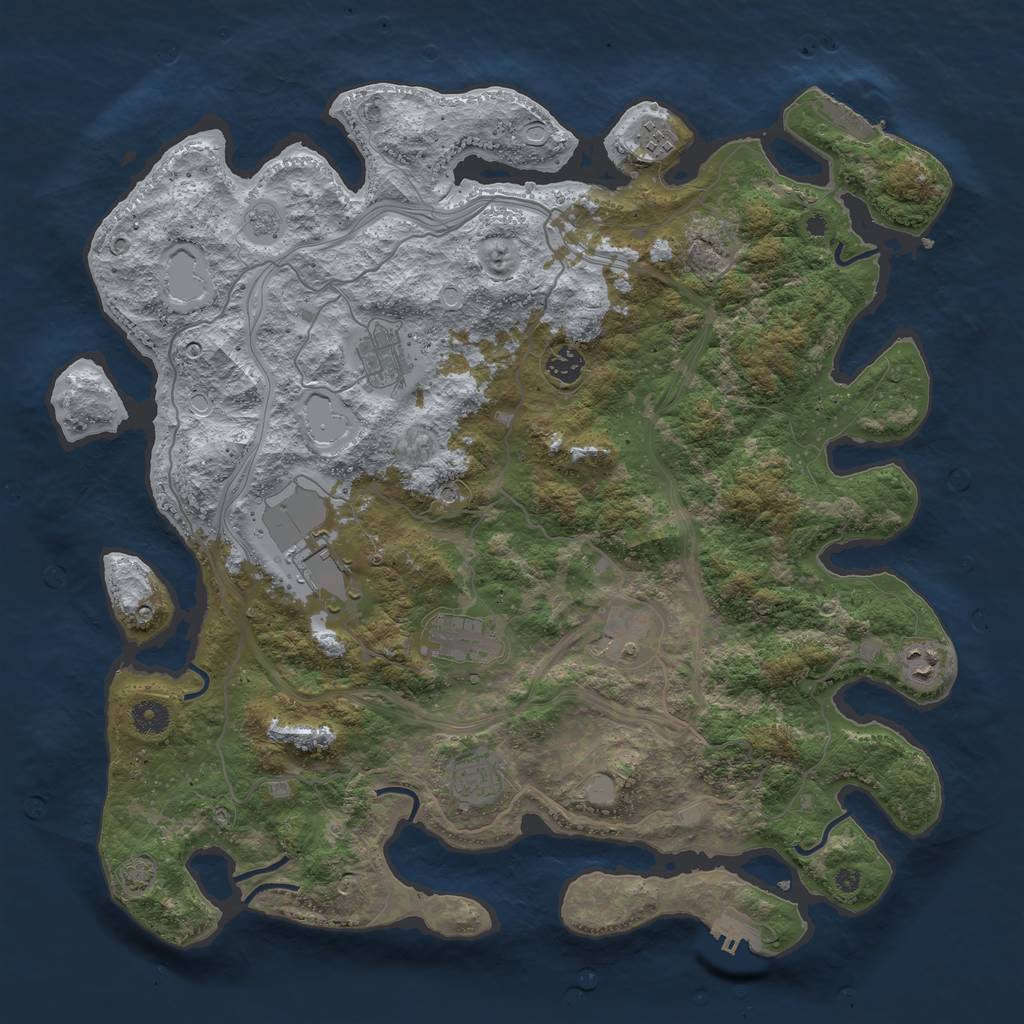Rust Map: Procedural Map, Size: 4250, Seed: 92897374, 16 Monuments