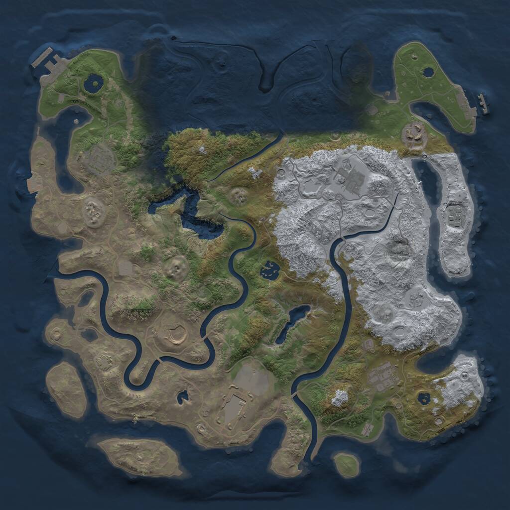 Rust Map: Procedural Map, Size: 4000, Seed: 73987338, 14 Monuments