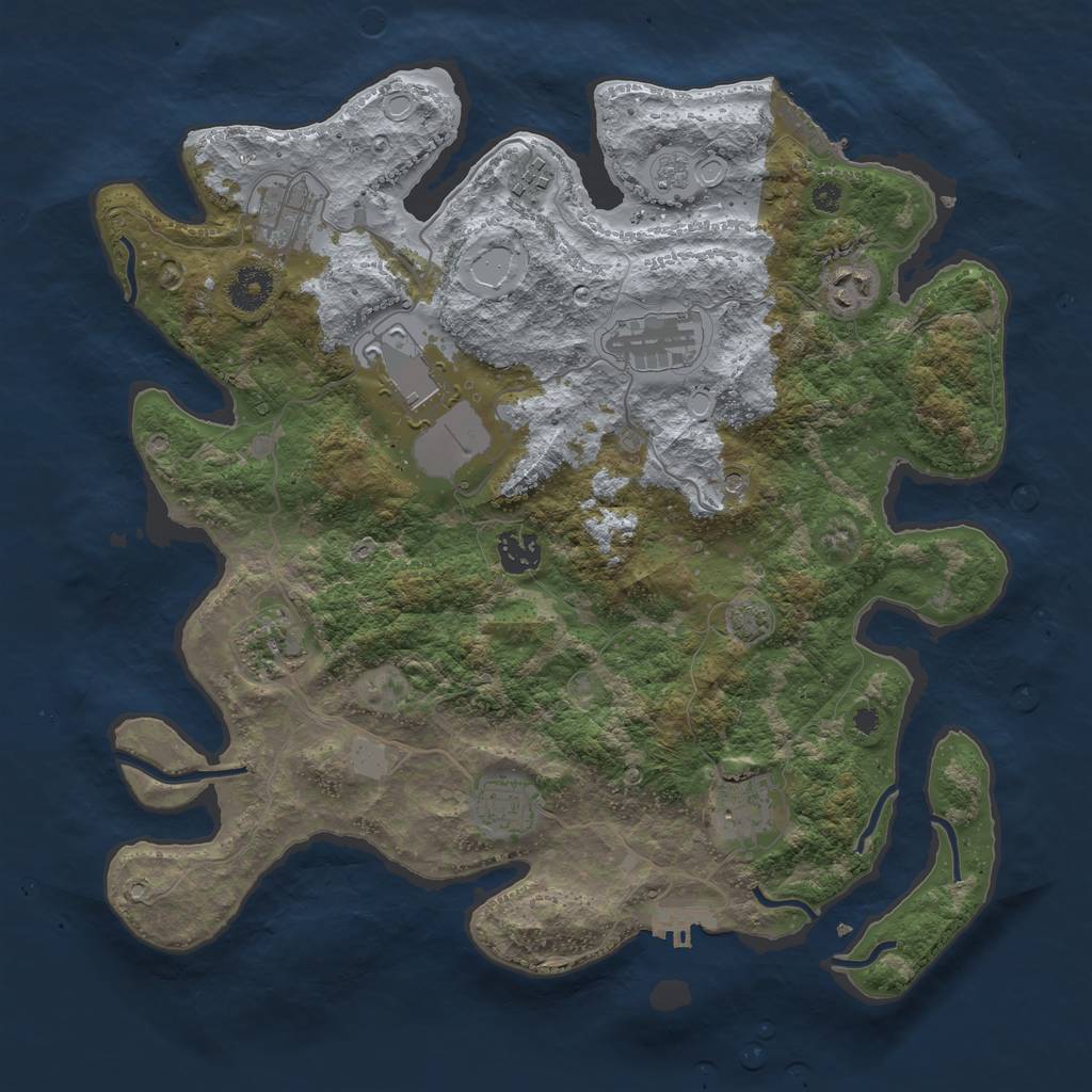 Rust Map: Procedural Map, Size: 3700, Seed: 46834459, 17 Monuments