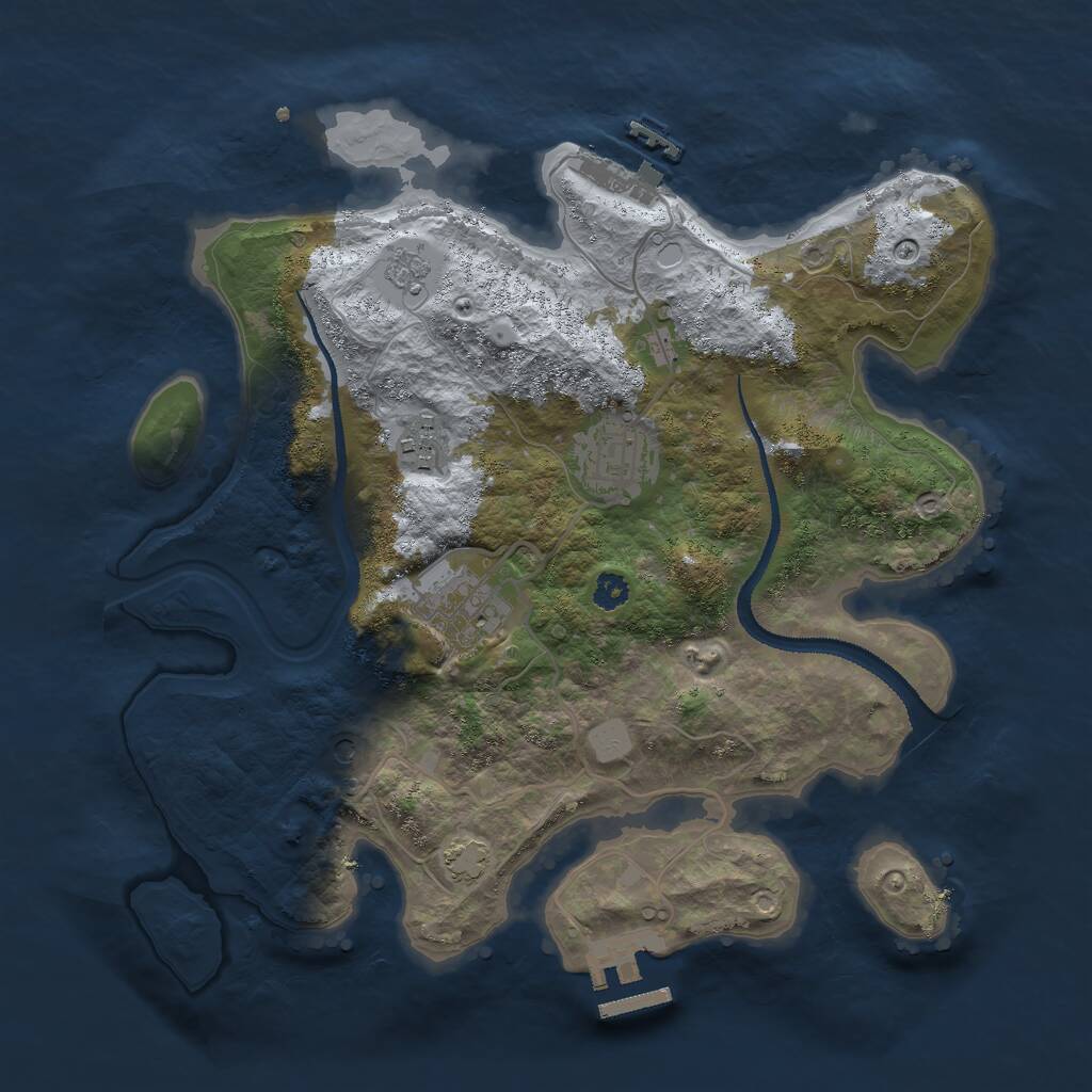 Rust Map: Procedural Map, Size: 3000, Seed: 12786, 9 Monuments