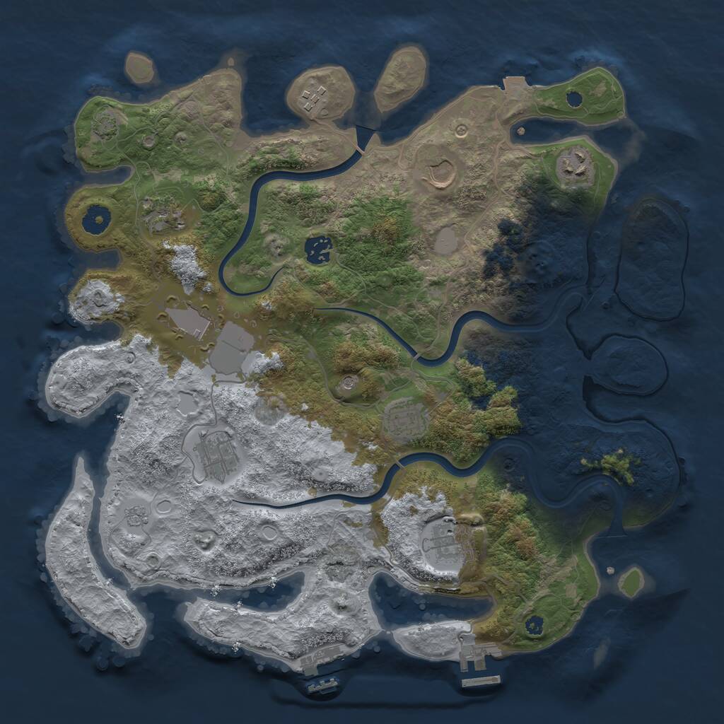 Rust Map: Procedural Map, Size: 3800, Seed: 91023301, 15 Monuments