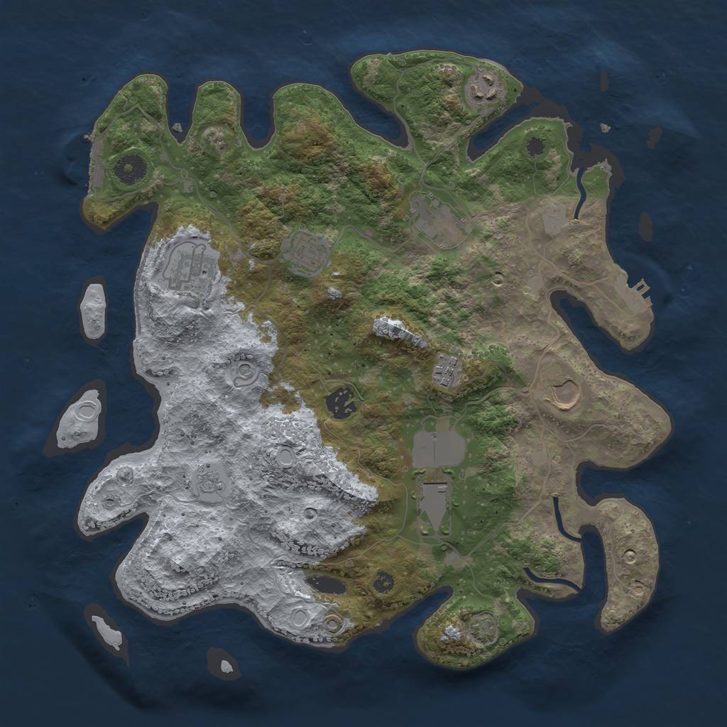 Rust Map: Procedural Map, Size: 3600, Seed: 4311264, 16 Monuments