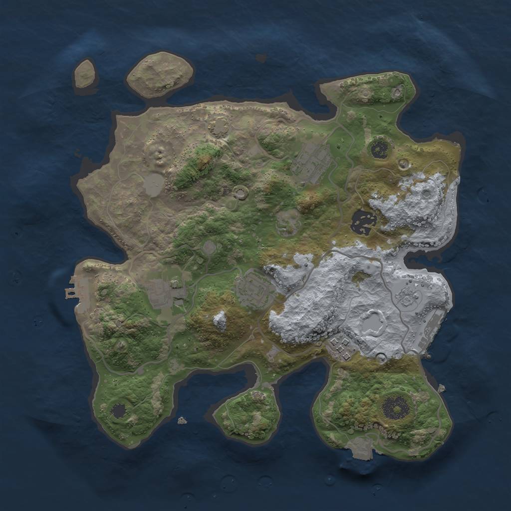 Rust Map: Procedural Map, Size: 3000, Seed: 15808, 12 Monuments