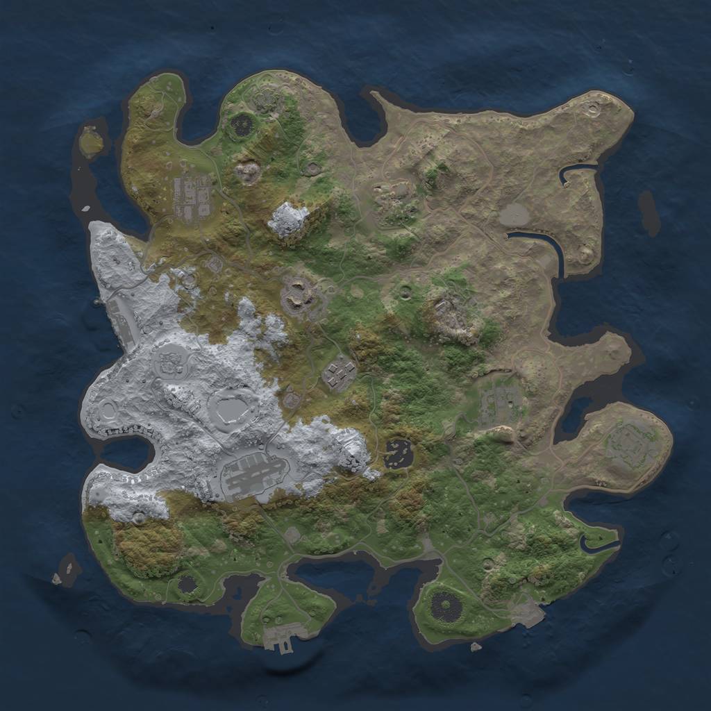 Rust Map: Procedural Map, Size: 3450, Seed: 94202169, 15 Monuments