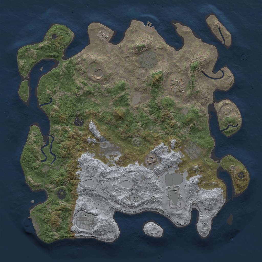 Rust Map: Procedural Map, Size: 3900, Seed: 50998280, 18 Monuments