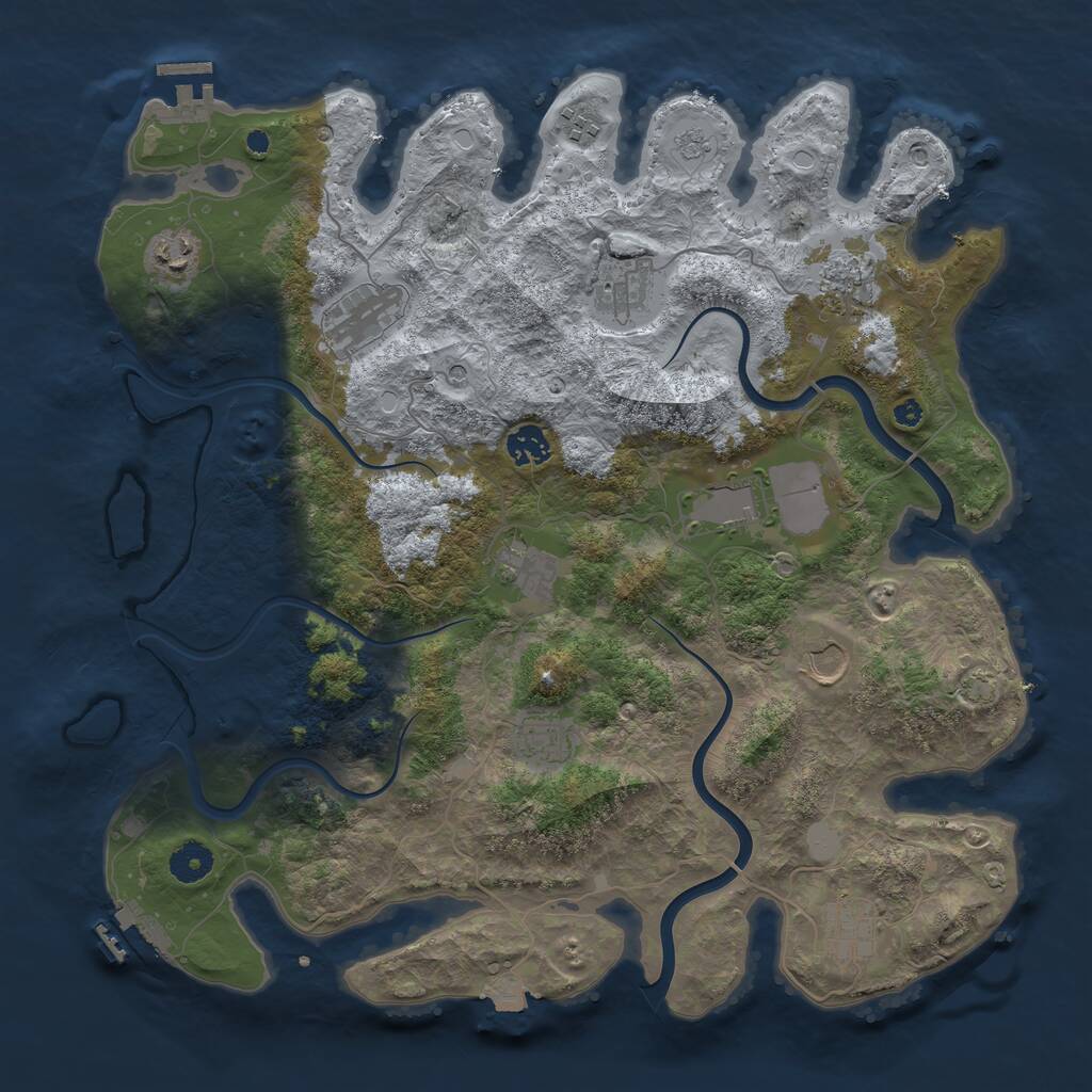 Rust Map: Procedural Map, Size: 3950, Seed: 95616072, 17 Monuments