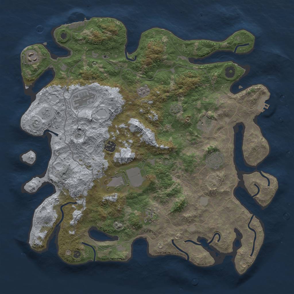 Rust Map: Procedural Map, Size: 4000, Seed: 70048358, 16 Monuments
