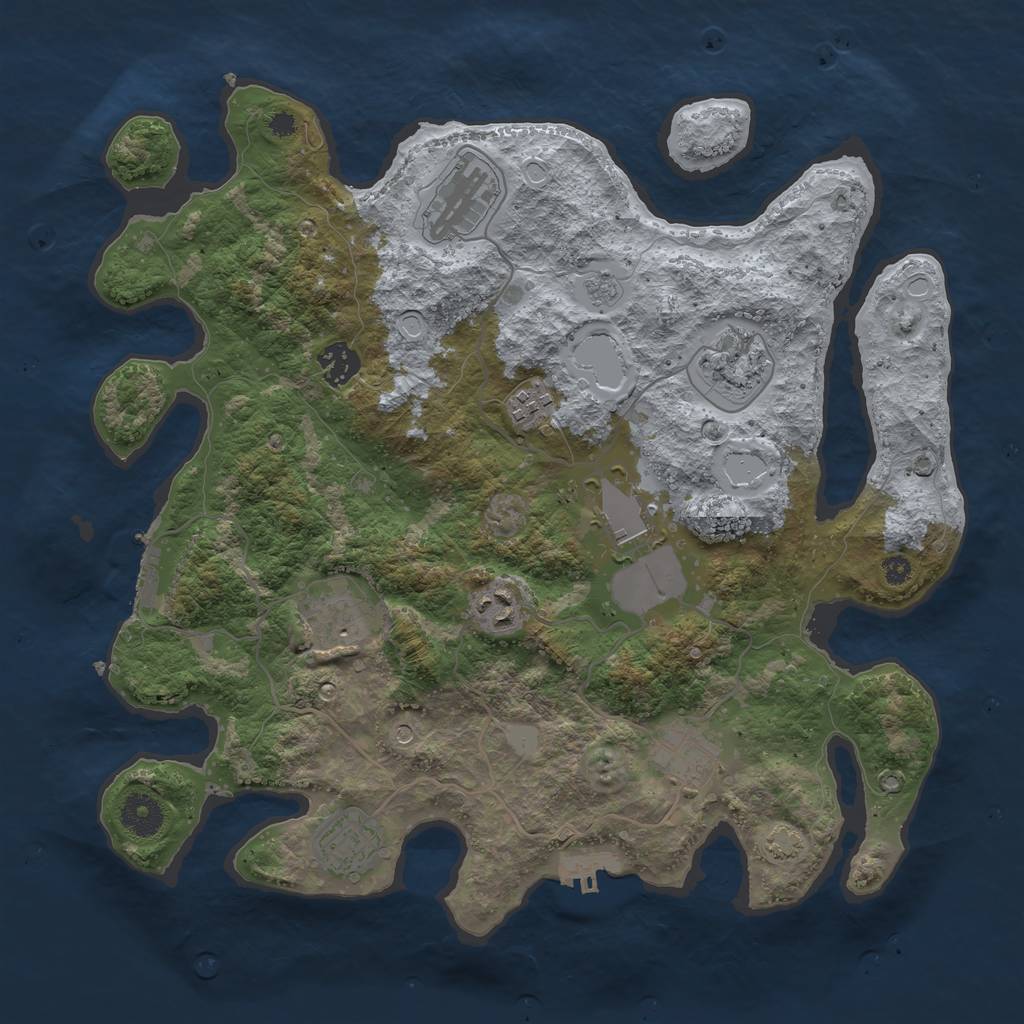 Rust Map: Procedural Map, Size: 3650, Seed: 76715511, 17 Monuments