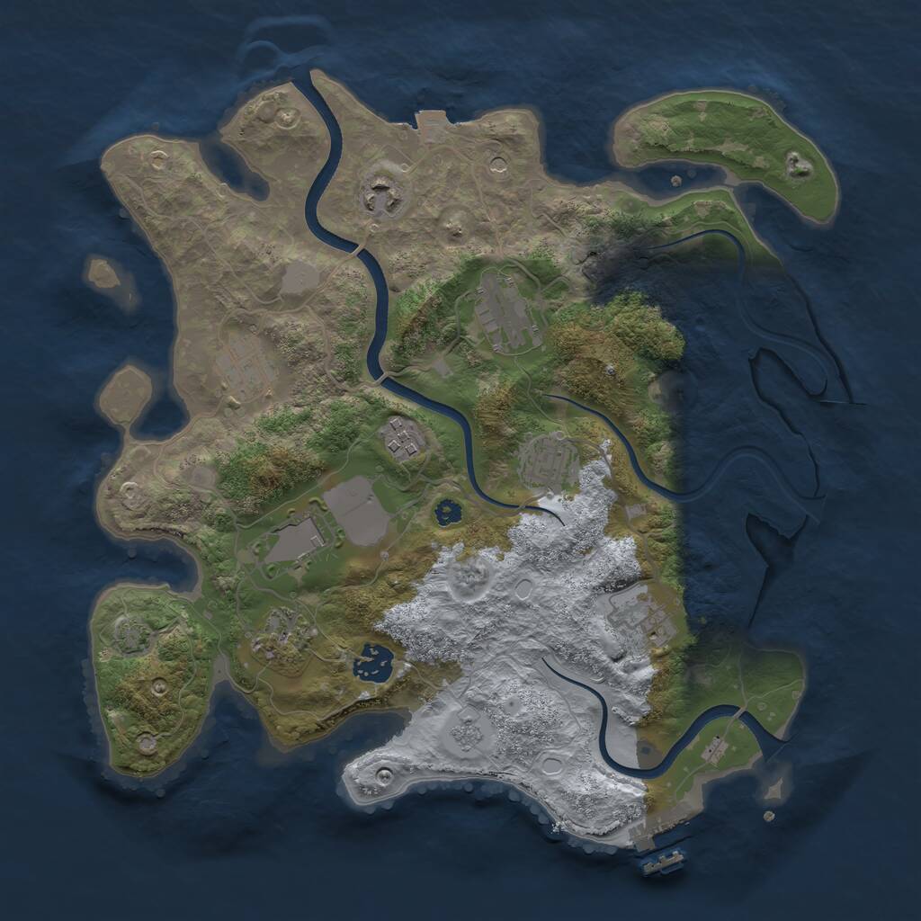 Rust Map: Procedural Map, Size: 3500, Seed: 293166633, 14 Monuments
