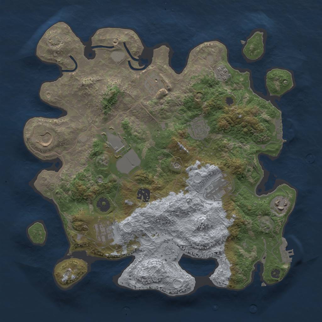 Rust Map: Procedural Map, Size: 3500, Seed: 56950055, 17 Monuments