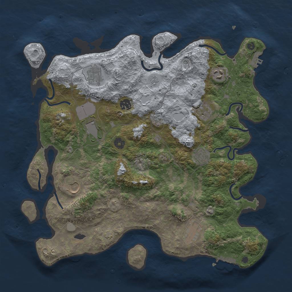 Rust Map: Procedural Map, Size: 3900, Seed: 4617395, 17 Monuments