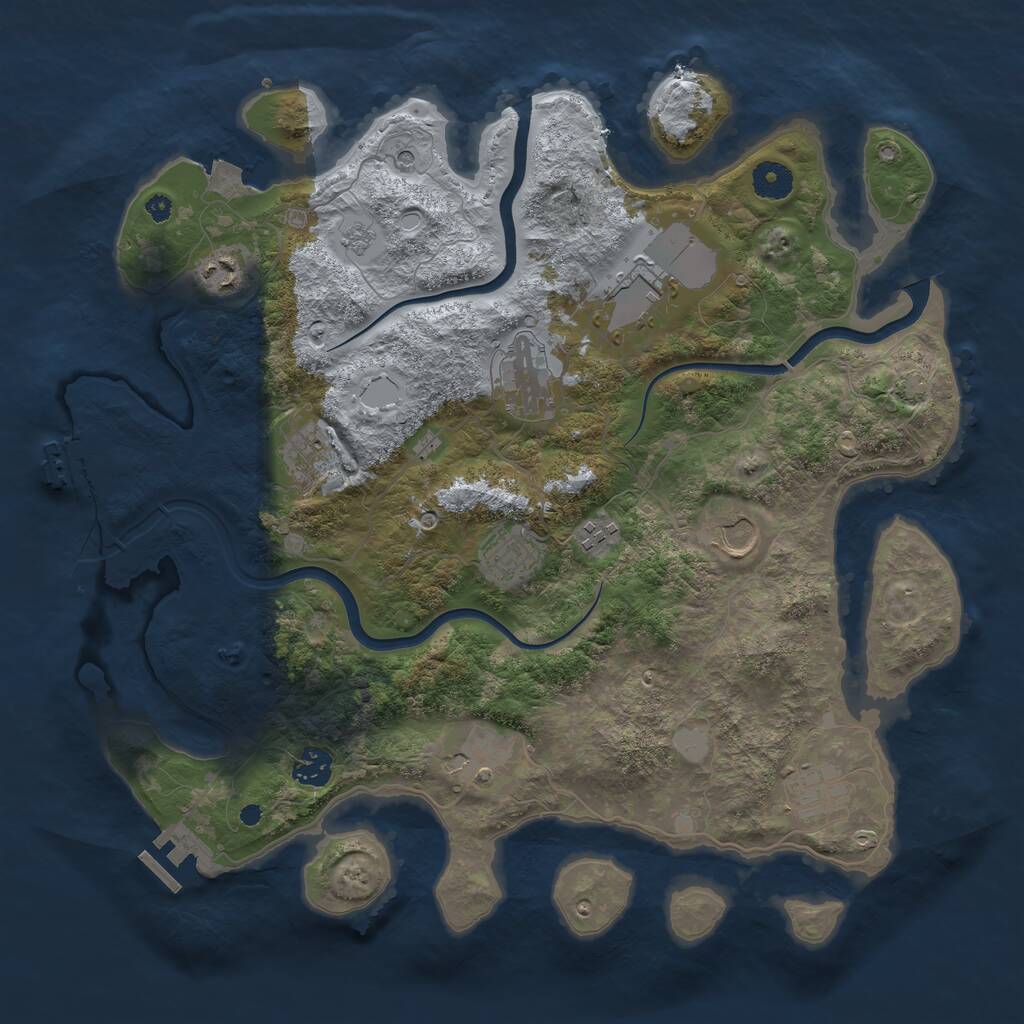 Rust Map: Procedural Map, Size: 3900, Seed: 93038370, 16 Monuments