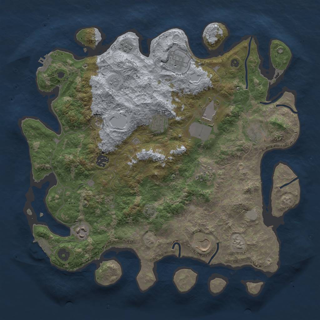 Rust Map: Procedural Map, Size: 3900, Seed: 93038370, 17 Monuments