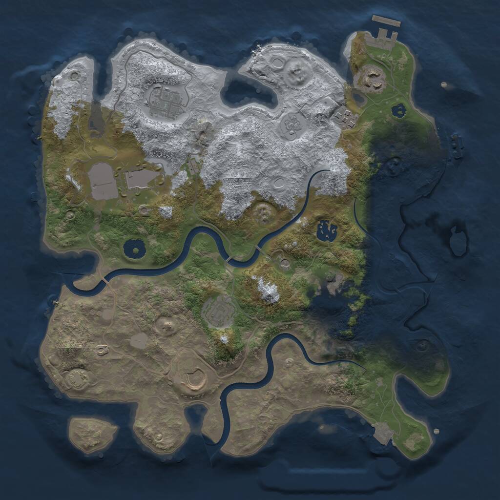 Rust Map: Procedural Map, Size: 3500, Seed: 607648384, 14 Monuments