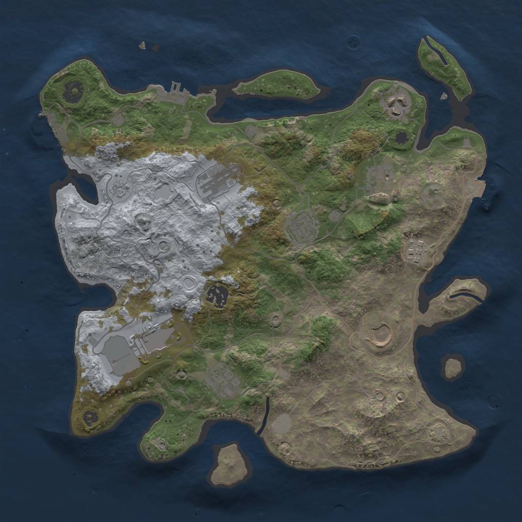 Rust Map: Procedural Map, Size: 3500, Seed: 65789451, 17 Monuments