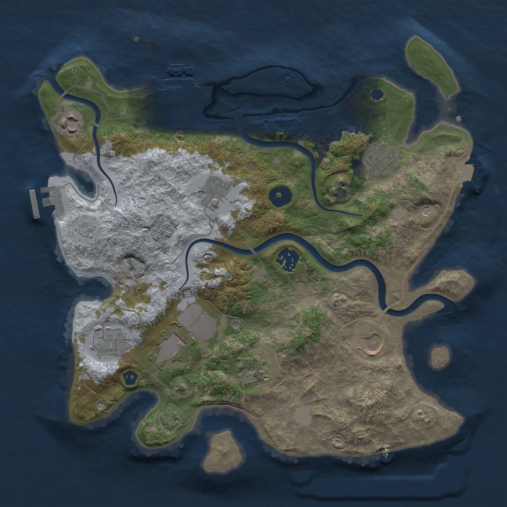 Rust Map: Procedural Map, Size: 3500, Seed: 65789451, 15 Monuments
