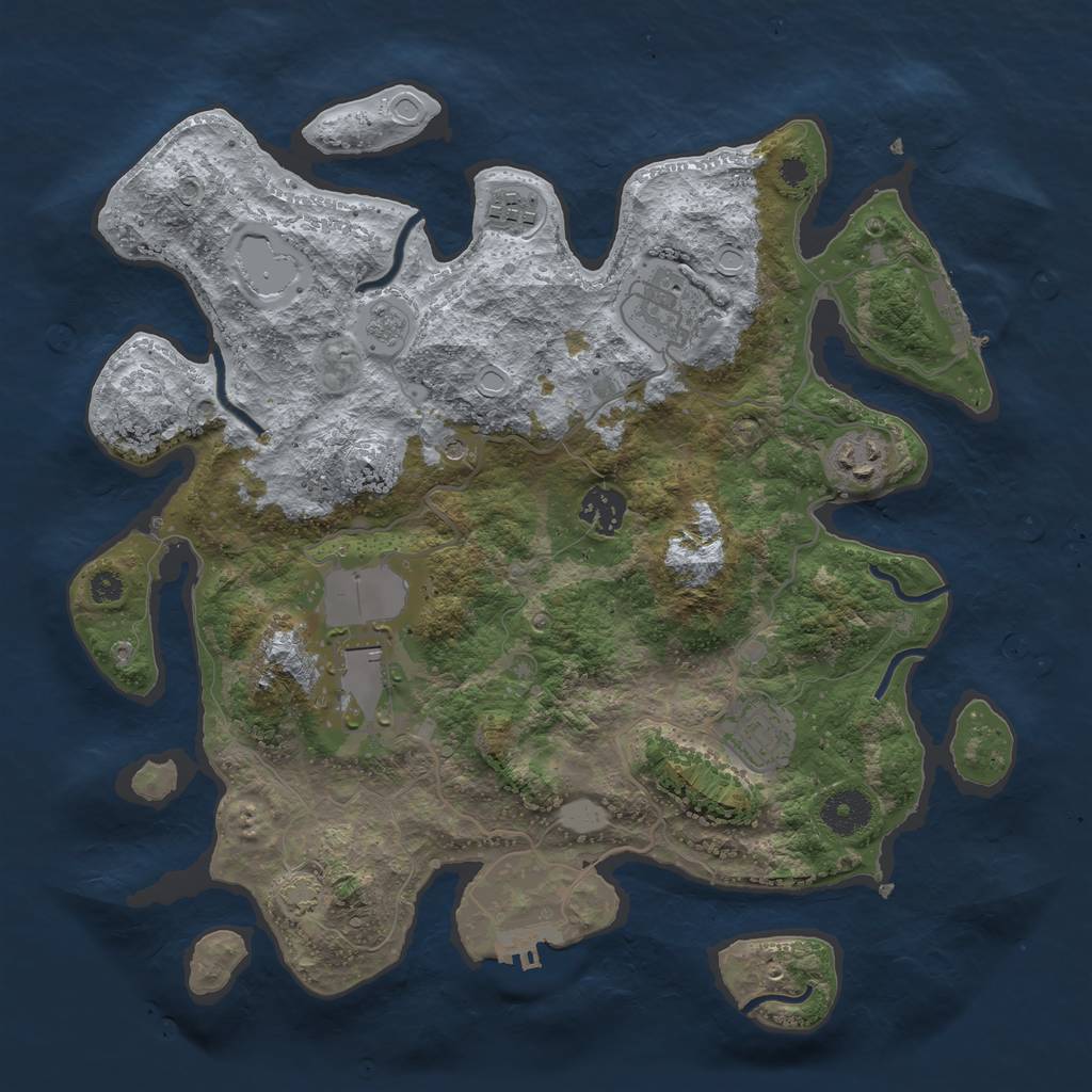 Rust Map: Procedural Map, Size: 3500, Seed: 77720922, 14 Monuments