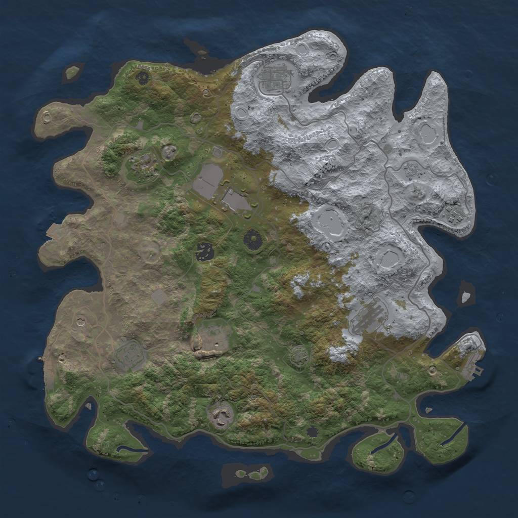 Rust Map: Procedural Map, Size: 4000, Seed: 76431928, 17 Monuments
