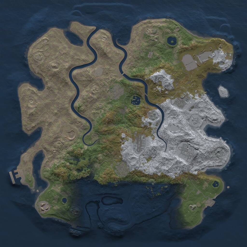 Rust Map: Procedural Map, Size: 3950, Seed: 52921238, 17 Monuments