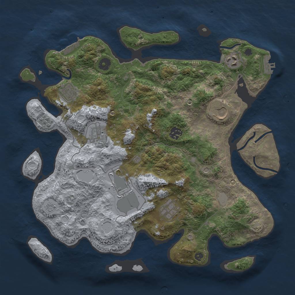 Rust Map: Procedural Map, Size: 3600, Seed: 95805102, 16 Monuments