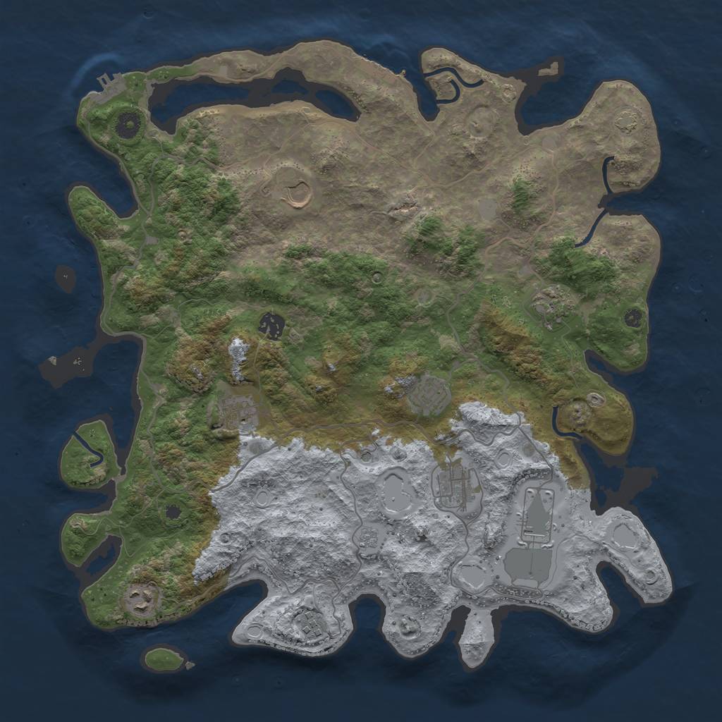 Rust Map: Procedural Map, Size: 4100, Seed: 93722114, 17 Monuments