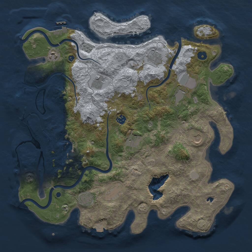 Rust Map: Procedural Map, Size: 4100, Seed: 38182606, 16 Monuments