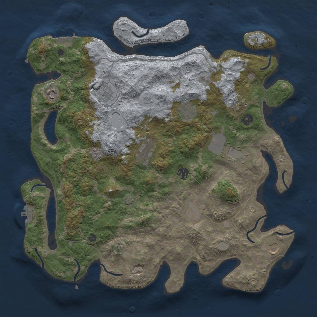 Rust Map: Procedural Map, Size: 4100, Seed: 38182606, 18 Monuments