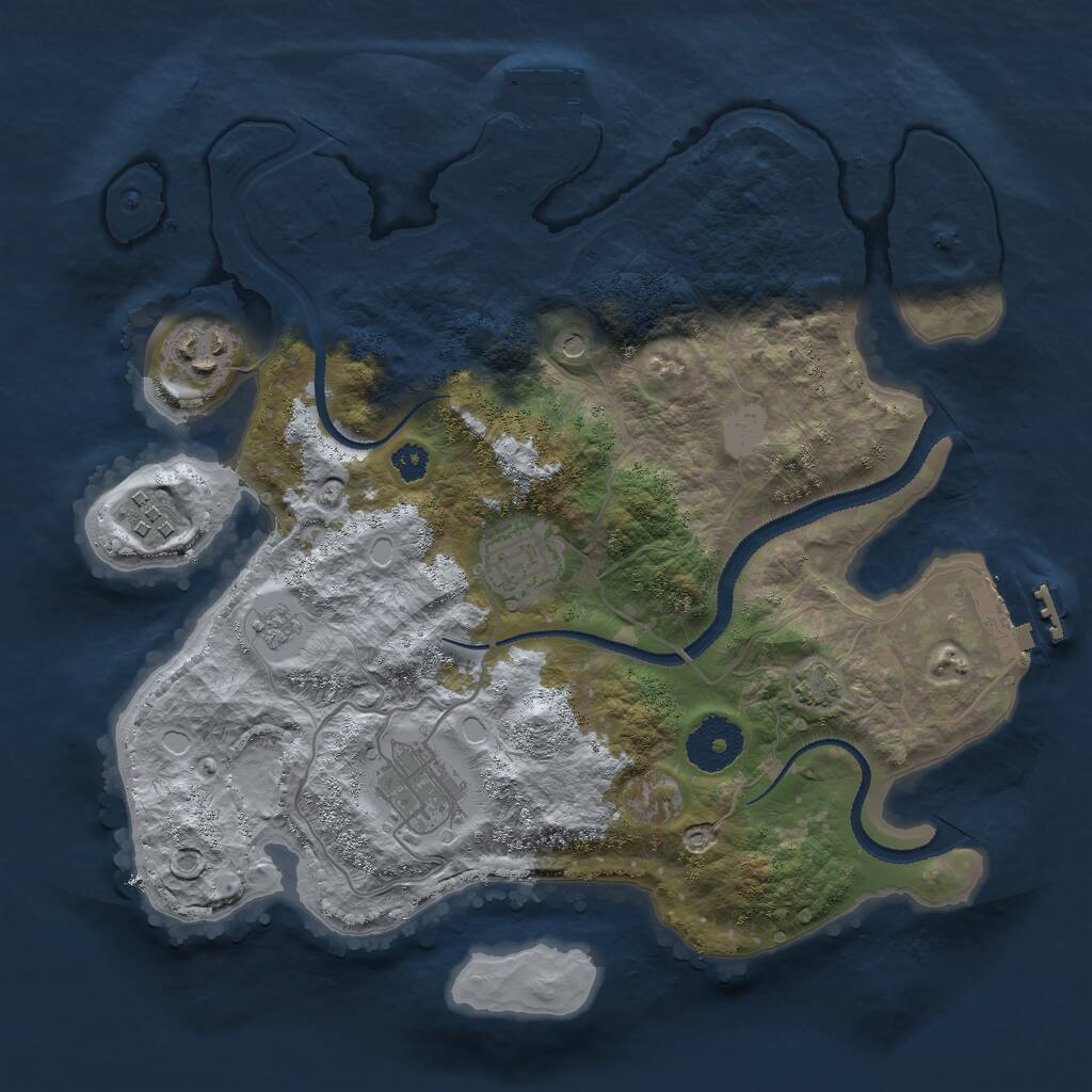 Rust Map: Procedural Map, Size: 3000, Seed: 23366, 10 Monuments