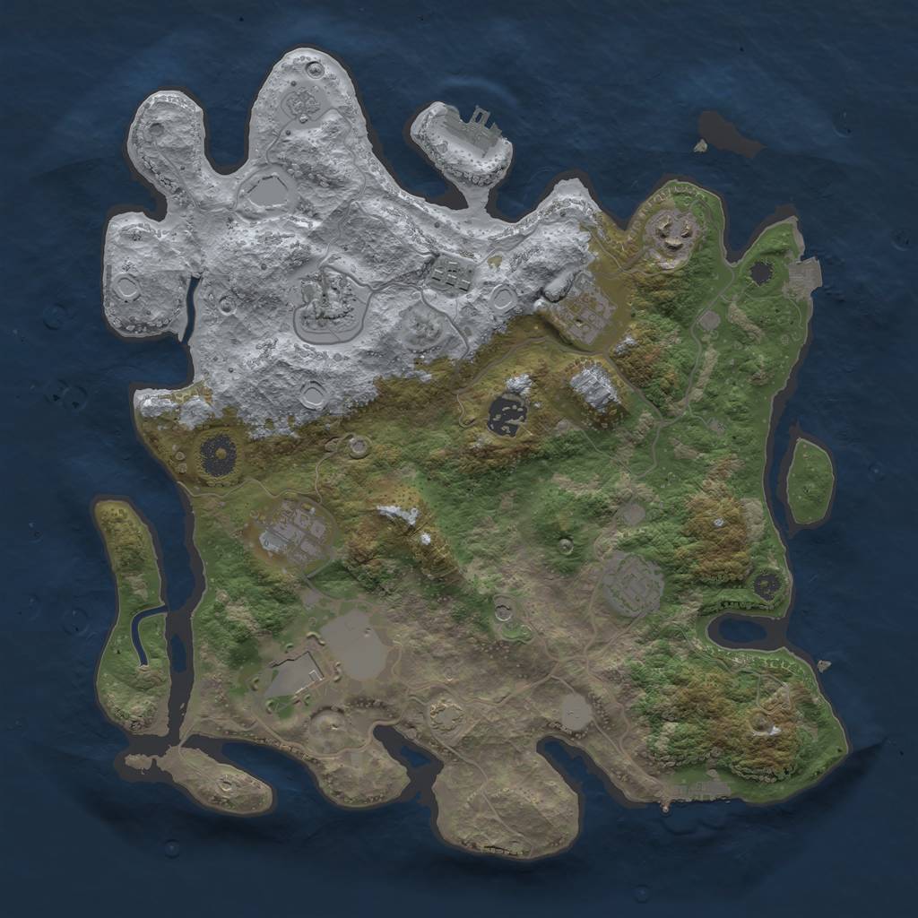 Rust Map: Procedural Map, Size: 3500, Seed: 16120, 16 Monuments