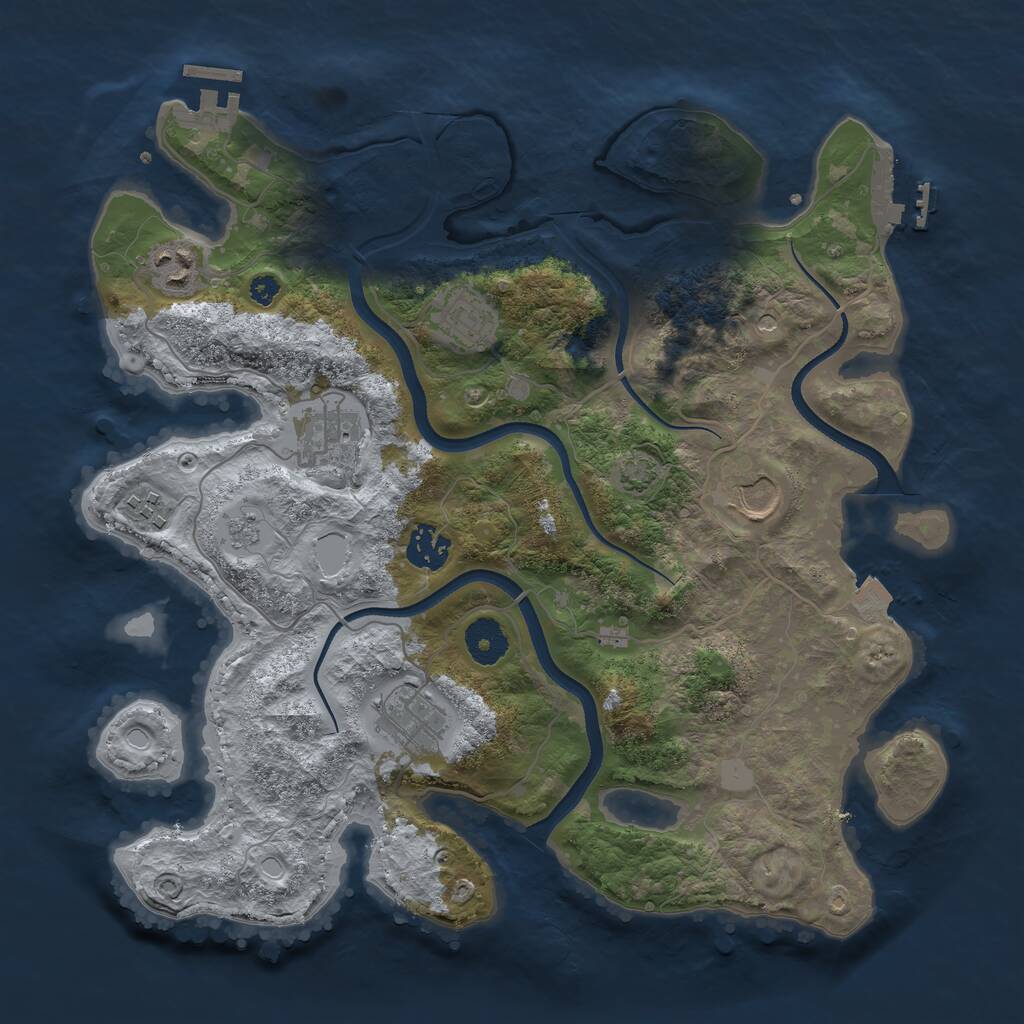 Rust Map: Procedural Map, Size: 3500, Seed: 1485178102, 13 Monuments