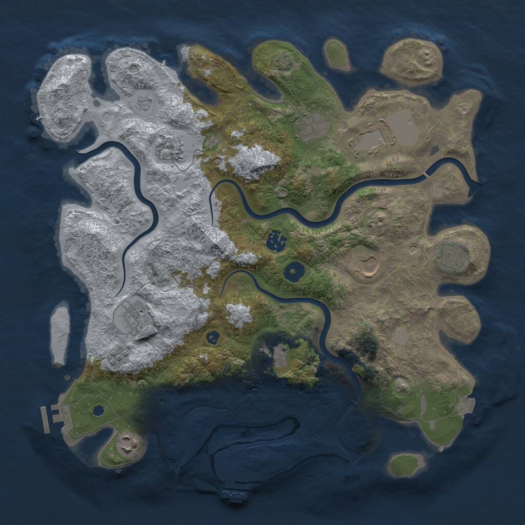 Rust Map: Procedural Map, Size: 3900, Seed: 9772695, 16 Monuments