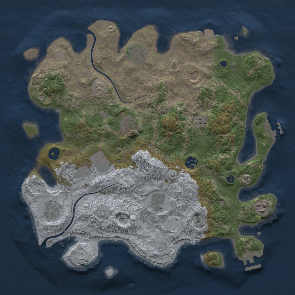 Rust Map: Procedural Map, Size: 3750, Seed: 27984066, 16 Monuments