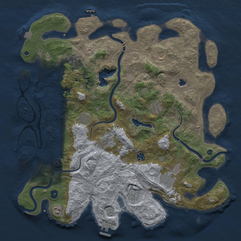 Rust Map: Procedural Map, Size: 4400, Seed: 3478290, 16 Monuments