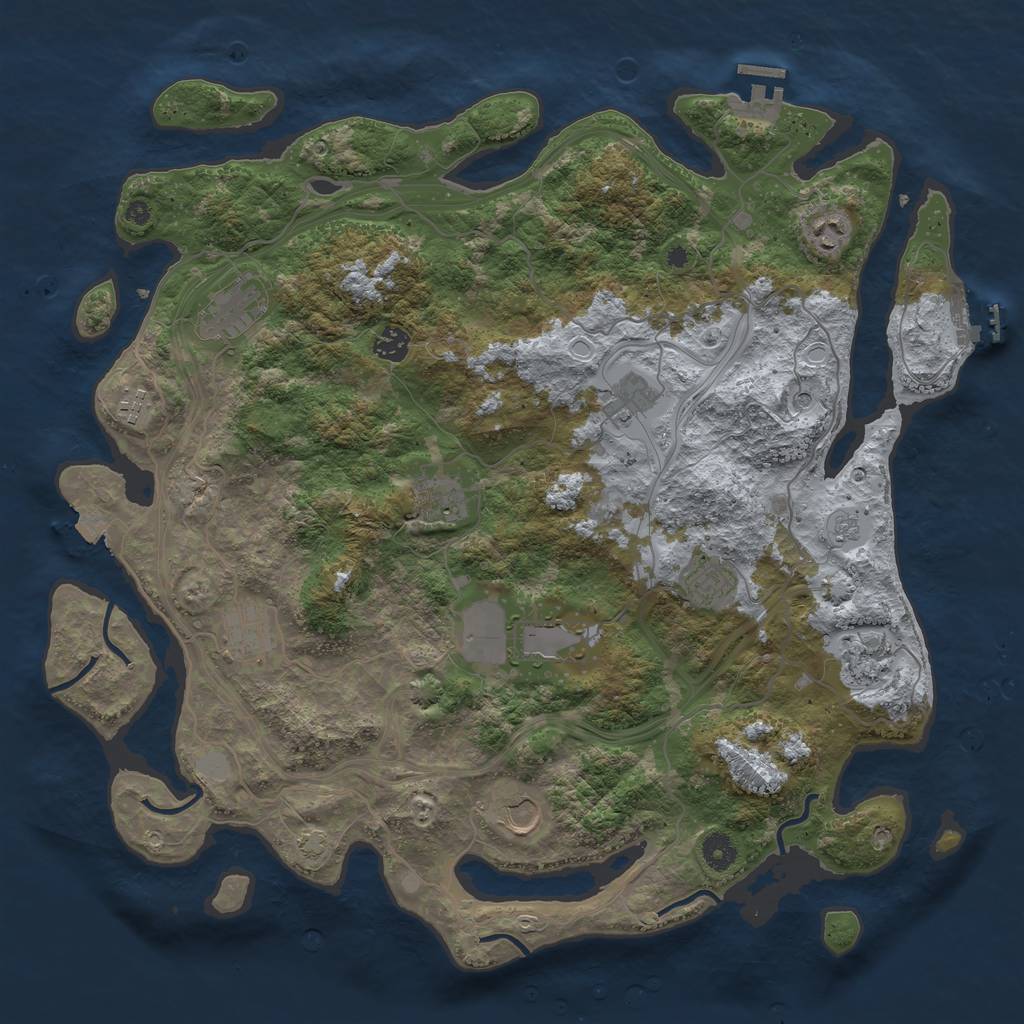 Rust Map: Procedural Map, Size: 4300, Seed: 92874173, 19 Monuments
