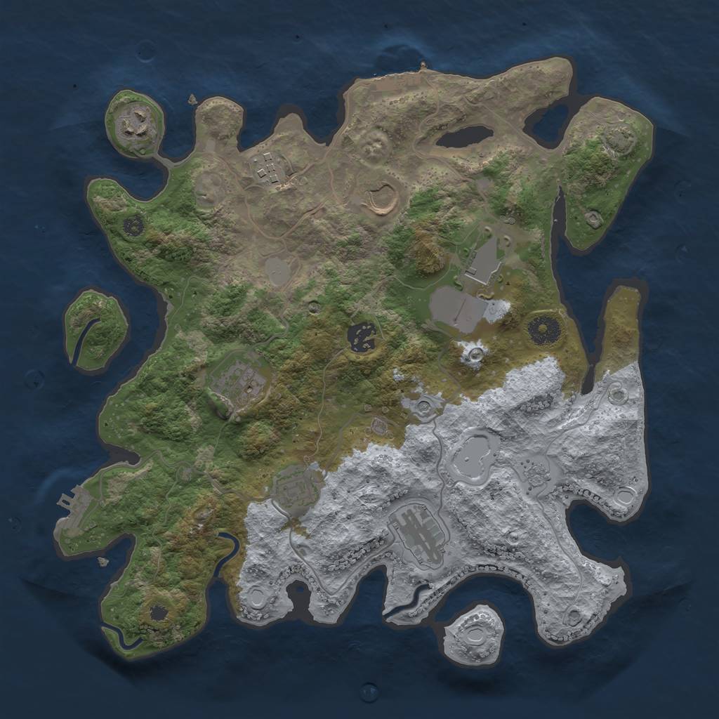 Rust Map: Procedural Map, Size: 3500, Seed: 45353453, 16 Monuments