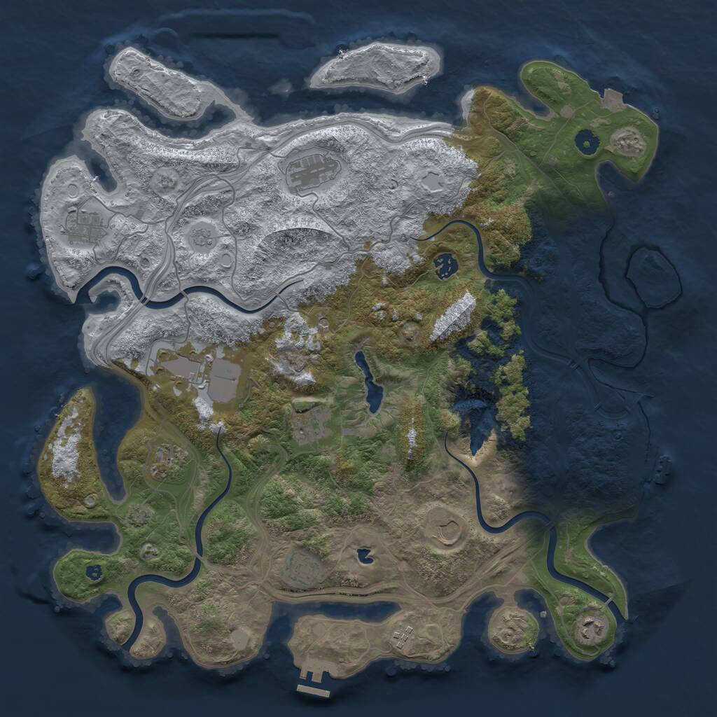 Rust Map: Procedural Map, Size: 4400, Seed: 73220737, 16 Monuments