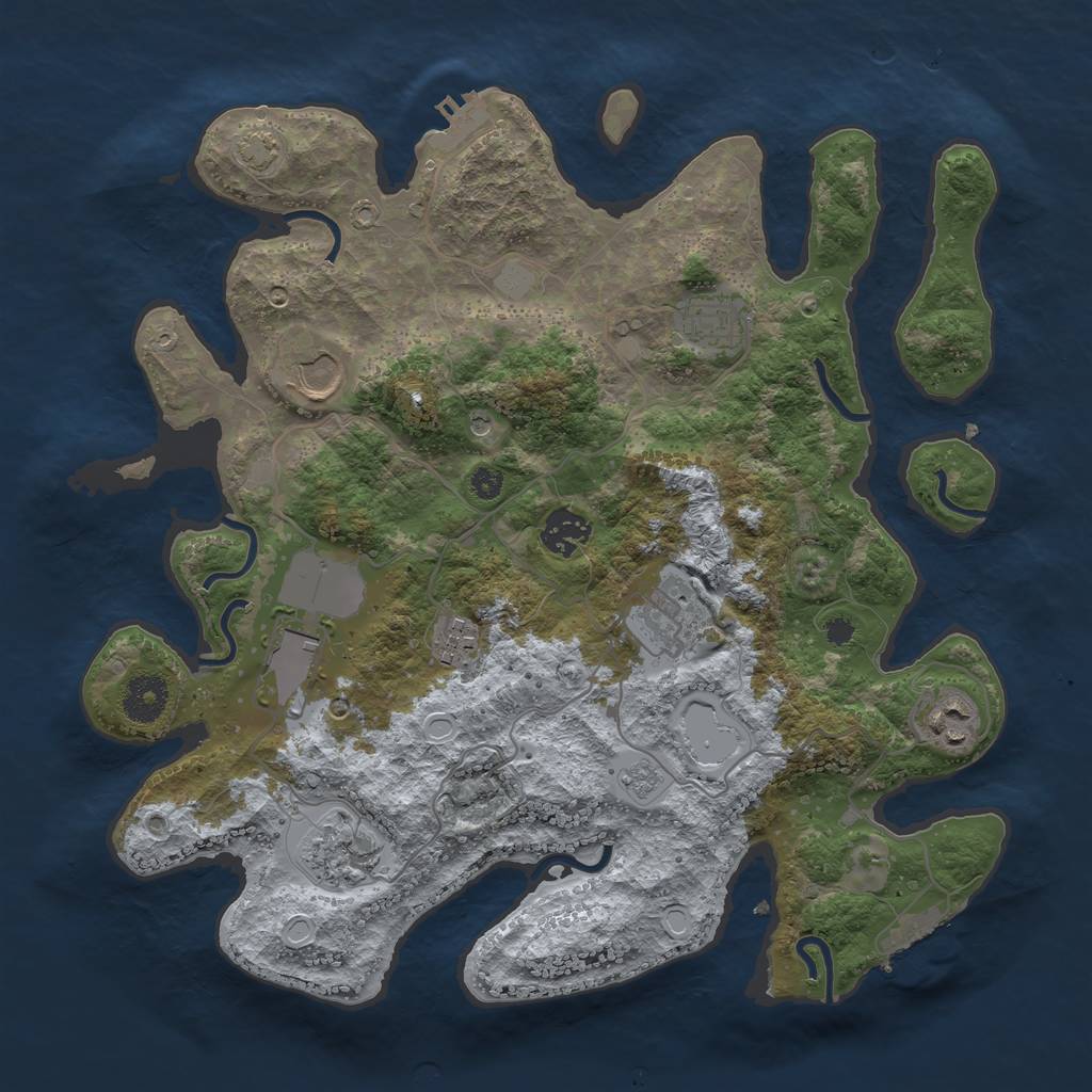 Rust Map: Procedural Map, Size: 3500, Seed: 69717836, 16 Monuments