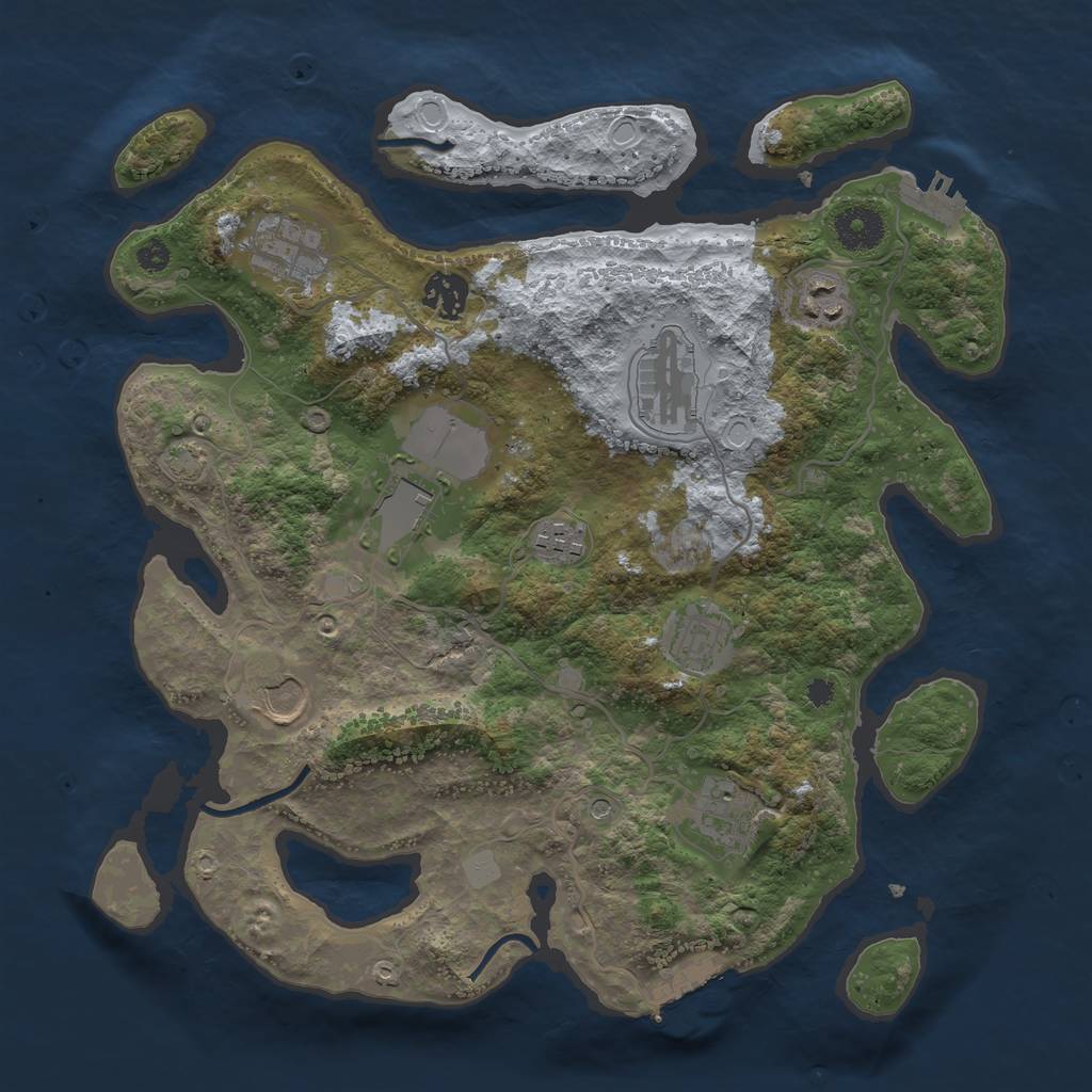 Rust Map: Procedural Map, Size: 3500, Seed: 86541677, 16 Monuments