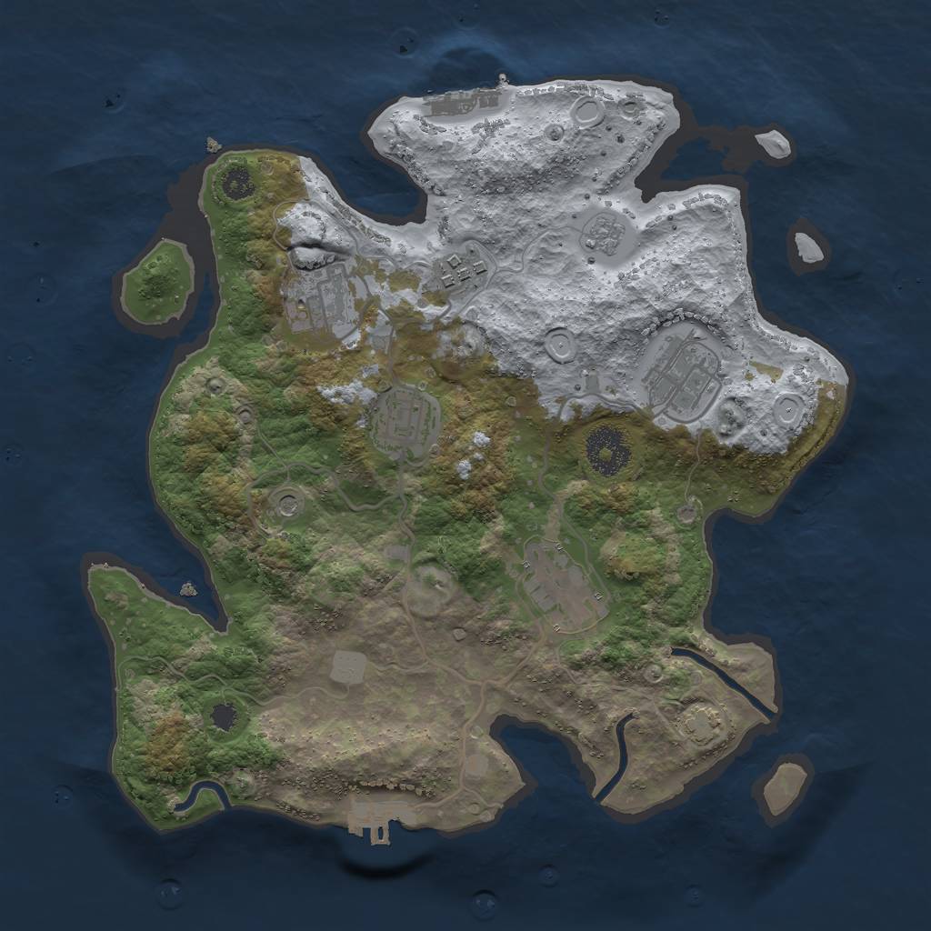 Rust Map: Procedural Map, Size: 3000, Seed: 1233448677, 13 Monuments