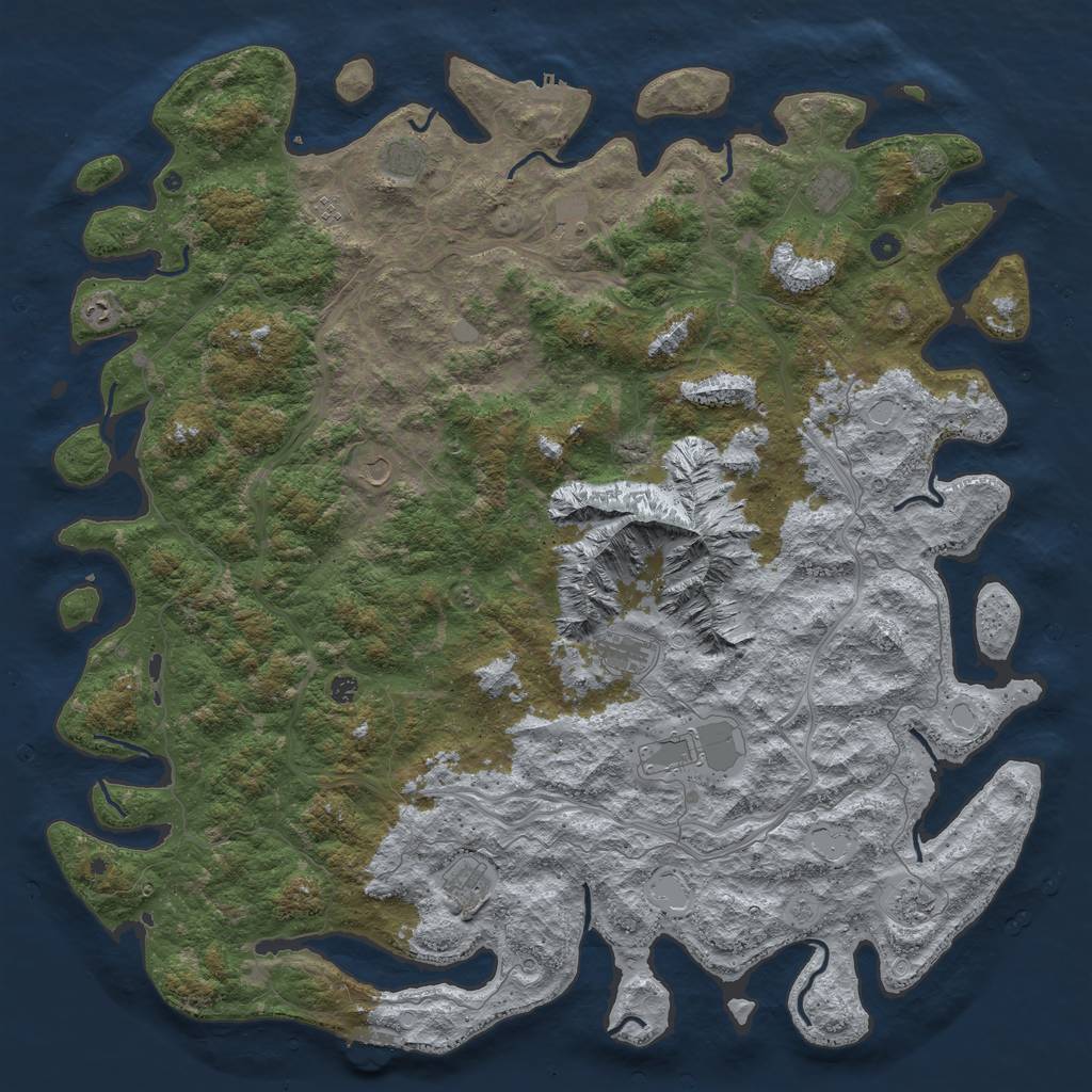 Rust Map: Procedural Map, Size: 6000, Seed: 3164, 19 Monuments