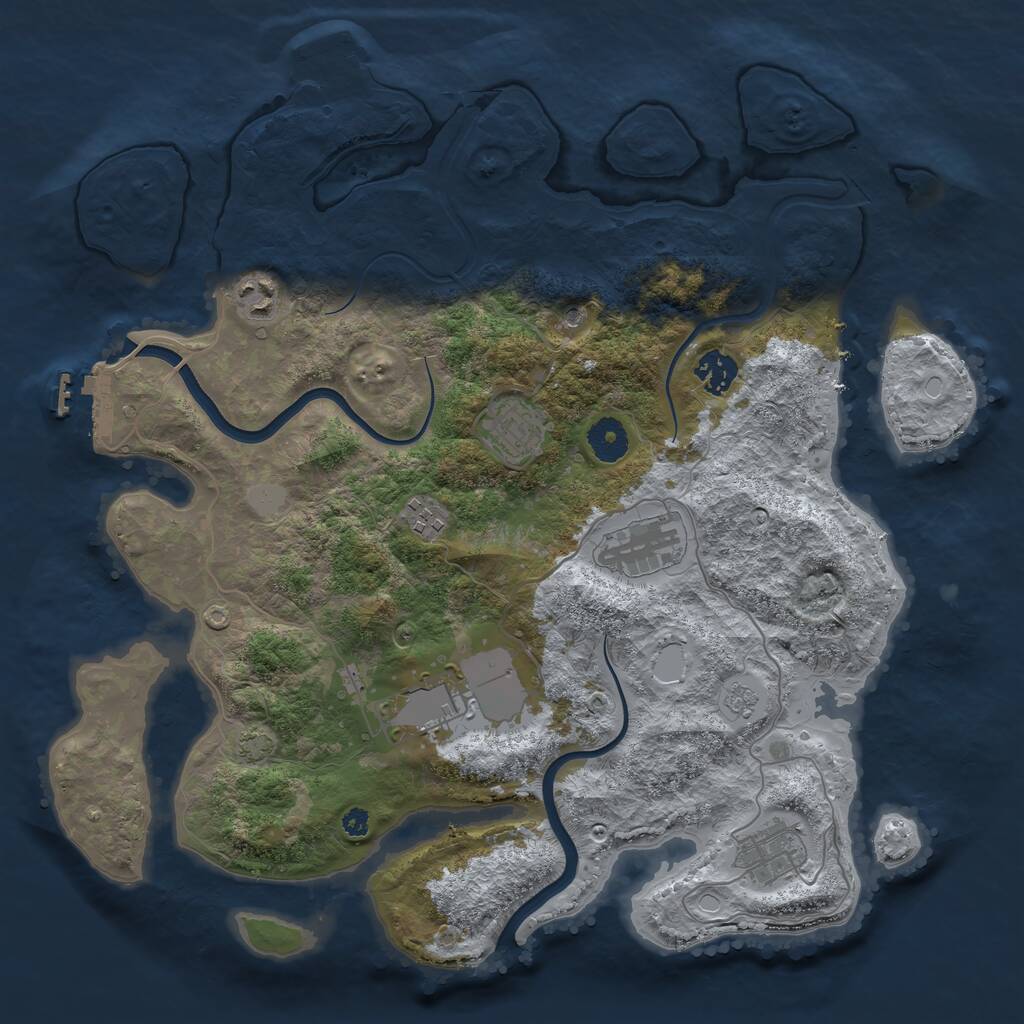 Rust Map: Procedural Map, Size: 3700, Seed: 40082767, 13 Monuments