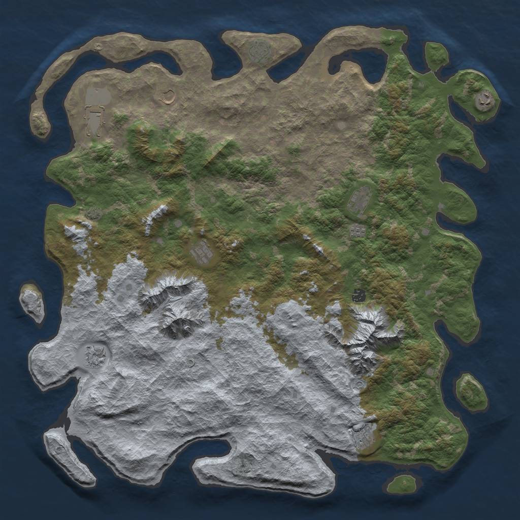 Rust Map: Barren, Size: 5500, Seed: 2147483647, 14 Monuments