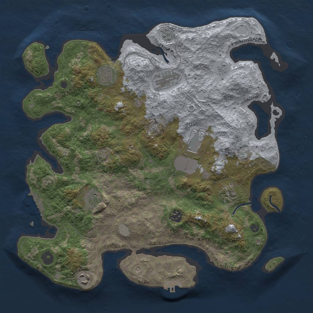 Rust Map: Procedural Map, Size: 3700, Seed: 96937239, 16 Monuments